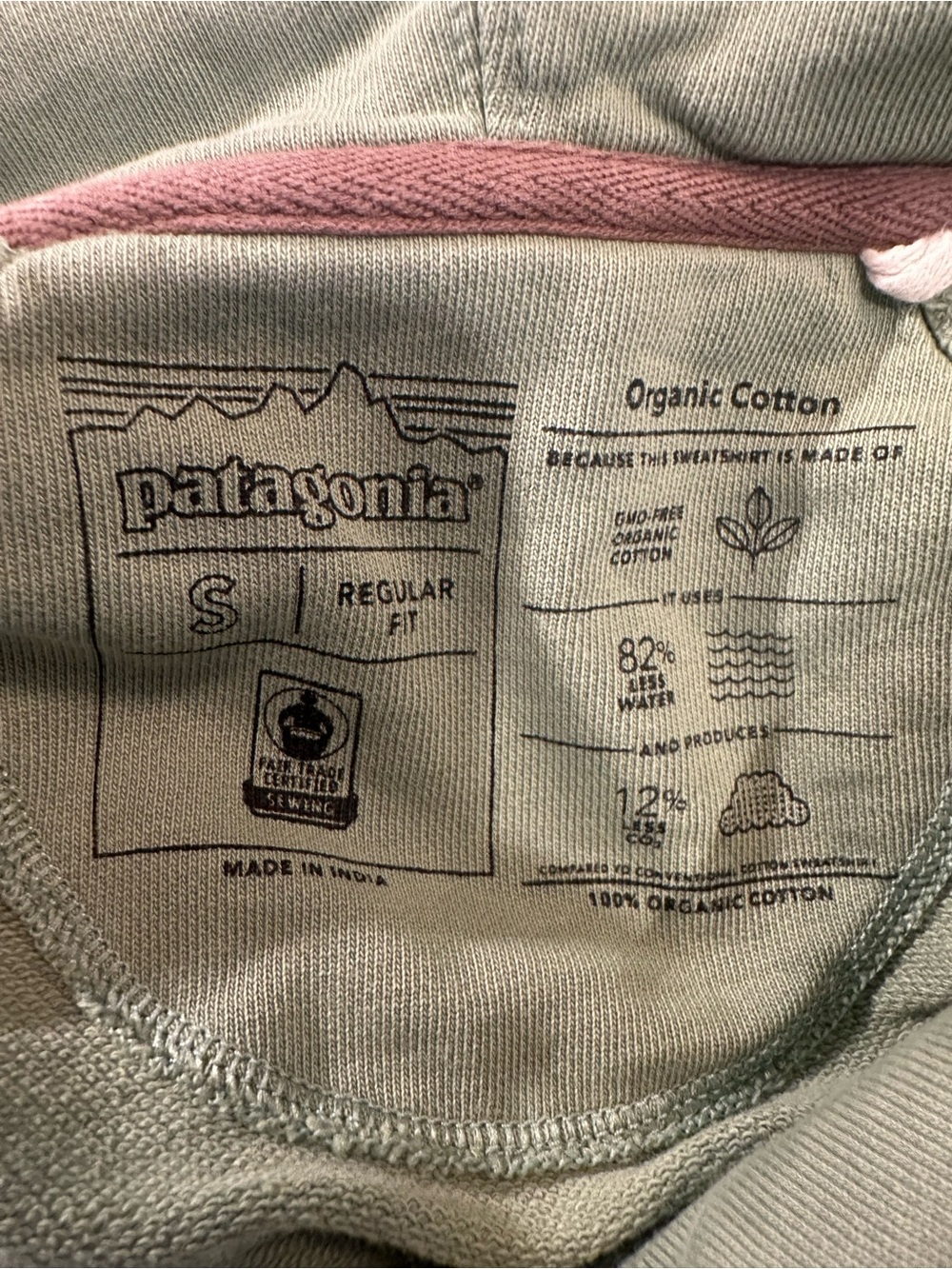 PATAGONIA Women’s Small Green Organic Cotton Lightweight Hooded Logo Sweatshirt - Picture 5 of 9